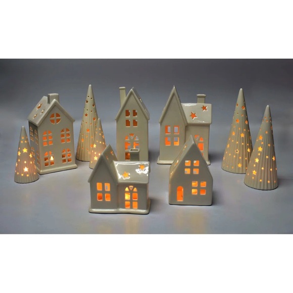 Ceramic Holiday Village Set - White - Picture 2 of 3